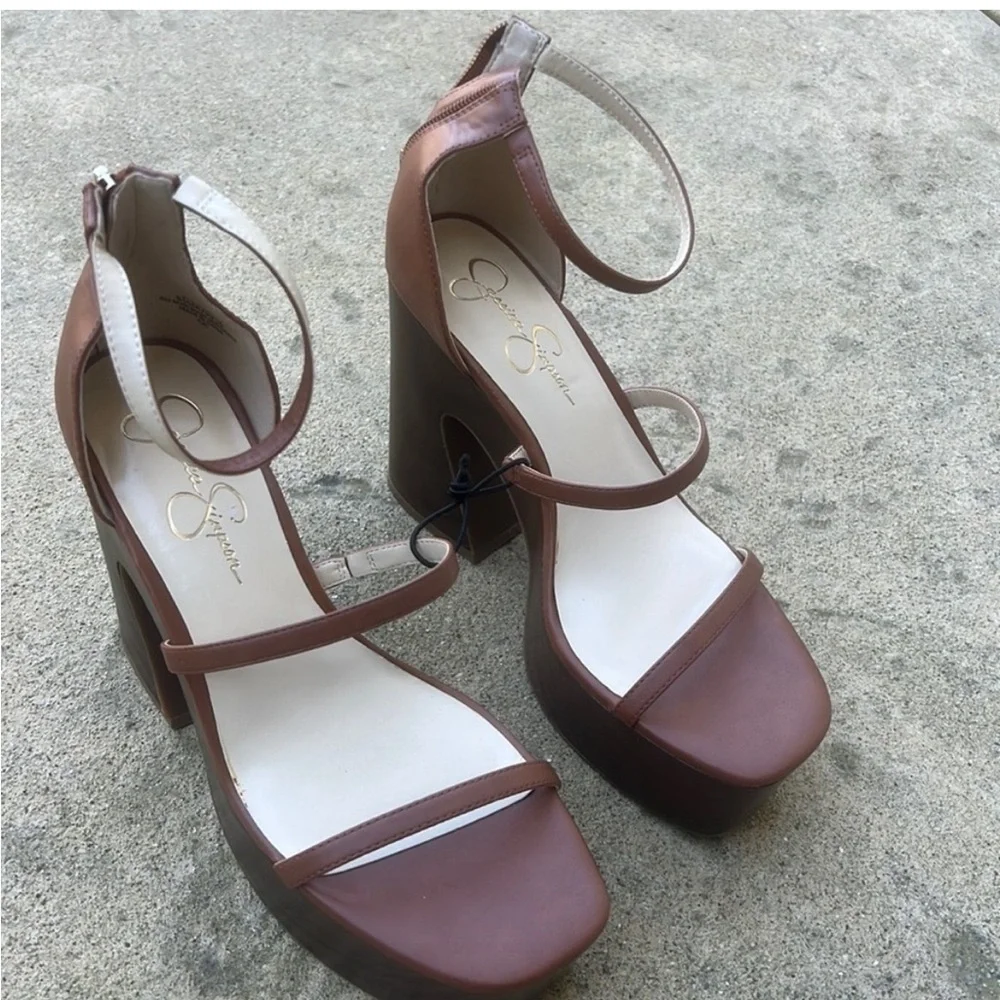 Jessica Simpson Saveria Wooden Platform High Heels Women's Size 8.5 NWOT